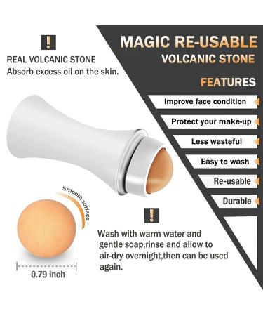 Oil Absorbing Volcanic Roller with Replaceable Ball | Portable Oil Control | Instant Shine Removal | Reusable (White) - Buy Online on GoSupps.com