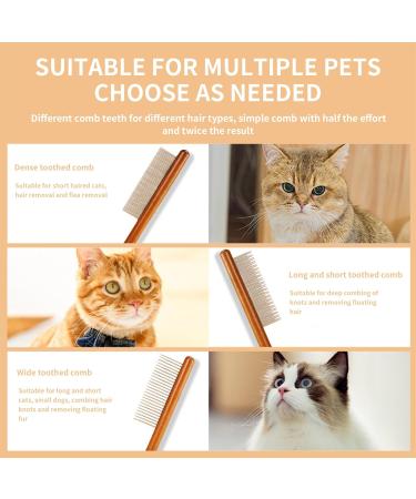 3pcs Flea Comb for Cats Dogs Kittens Wooden Pet Grooming Combs with Wide/Dense/Round Tip Metal Teeth Multifunctional Cat Combing Brush for Flea Lice Tick Tangled Long Hair Removing Hair Artifact - Buy Online on GoSupps.com