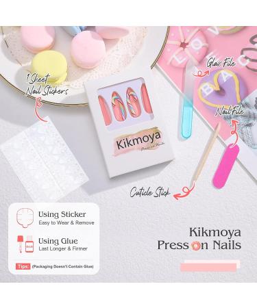 Kikmoya 3D Candy Design Extra Long Coffin Press on Nails - 24pcs Glossy Pink False Nails for Women and Girls - Buy Online on GoSupps.com