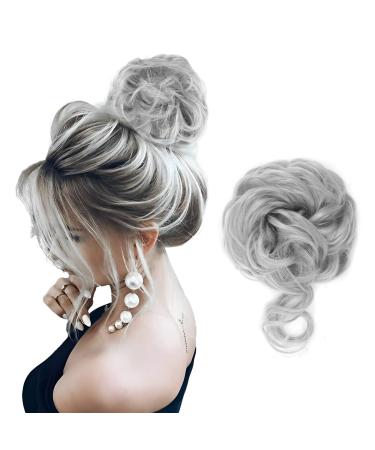 Queen's Mask Messy Bun Hair Piece Bun Hair Pieces for Women Curly Wavy Messy Hairpieces hair for Women Updo grey Colorful grey