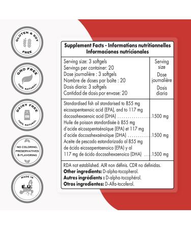 Supersmart Super EPA 855mg - High Strength Fish Oil Supplement | Natural Omega 3 Non-GMO Gluten Free - 60 Softgels - Buy Online on GoSupps.com