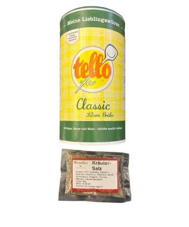Tellofix Classic clear broth (900g) purely plant-based vegan lactose-free and 50g Wendler's herbal salt