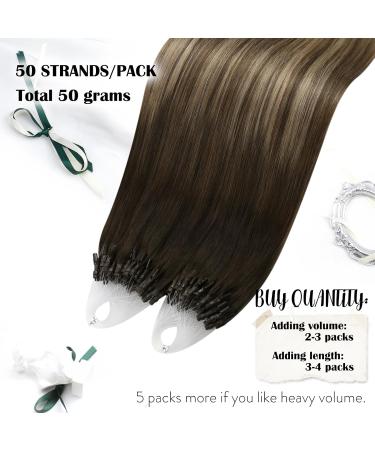 Buy Moresoo Micro Loop Extensions - Real Hair 60 cm Dark Brown to Golden Brown Microring & Cold Fusion - Remy Hair 1g/s 50g #2/6/2 #4/10/16 - International Shipping Available - Buy Online on GoSupps.com