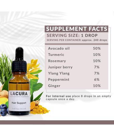 LaCura Hair Support - Therapeutic Essential Oil Blend for Hair Growth | Ginger Rosemary Juniper & Peppermint Oil - 15 ml - Buy Online on GoSupps.com