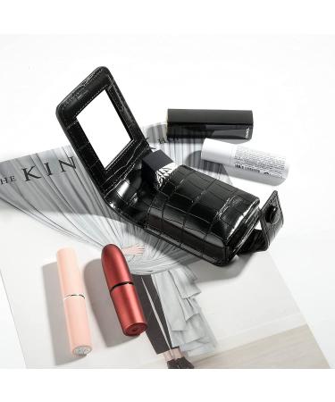 HSK_Mall Mini Lipstick Case with Mirror - Portable Lipstick Holder for Purse, Travel Makeup Pouch - Black - Buy Online on GoSupps.com