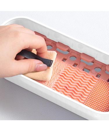 Bexdug Makeup Brush Cleaning Mat - Makeup Brushes Storage Box Cleaning Mat | Efficient Cleaning Tool Dustproof Sponge Washer for Sponges Brushes Powder Puff Three Generations of White - Buy Online on GoSupps.com