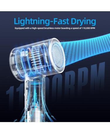 High Speed Hair Dryer with Diffuser - EVELYN Ionic Hair Dryer for No Heat Damage & Frizz Control 110 000RPM Fast Drying Compact & Professional Use Black - Buy Online on GoSupps.com