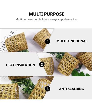 Garneck 3pcs Cup Sleeve Straw Woven Holders - Tumbler Insulator Sleeves for Hot & Cold Drinks - Buy Online on GoSupps.com