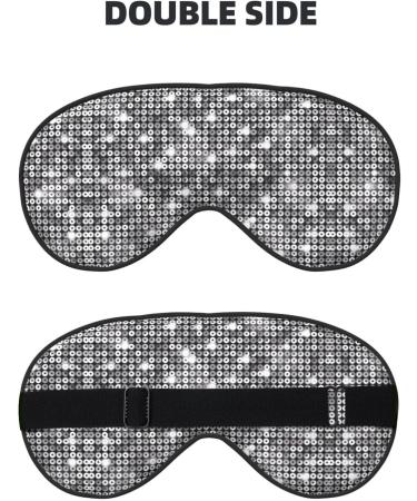 Silver Sequin Eye Mask - Soft Adjustable Sleep Mask for Comfort | Unisex Black Sleeping Mask - Buy Online on GoSupps.com