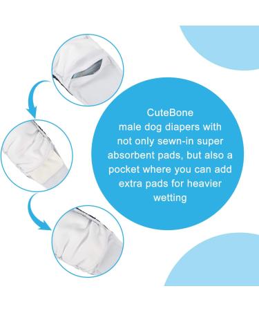 Buy Cuteebone Male Washable Dog Diapers Belly Bands - 3 Reusable High-Suction Wraps with Velcro | Perfect Christmas Gift for Dogs (L 43-53.5cm) - Buy Online on GoSupps.com