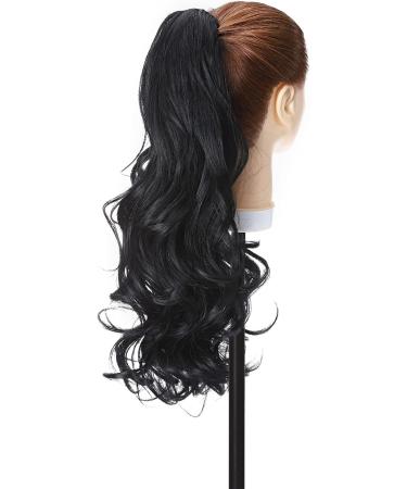 Fashion Ponytail Hair Extension Claw Curly Wavy Straight Clip in ponytail Hairpiece One Piece fake hair Ponytails for Women 18 Curly Dark Black Dark Black 18 inch - Buy Online on GoSupps.com
