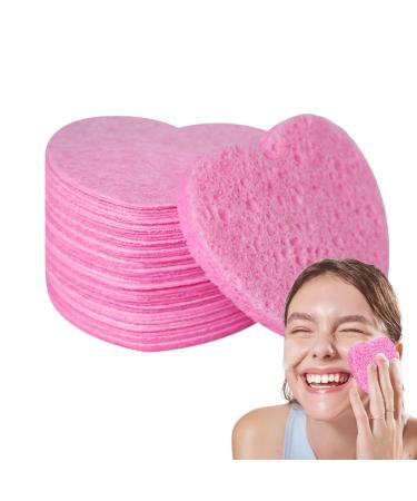 50 Compressed Facial Sponges Heart Face Sponges for Cleansing Estheticians Sponges Facial Exfoliatings Sponge for Women Pink