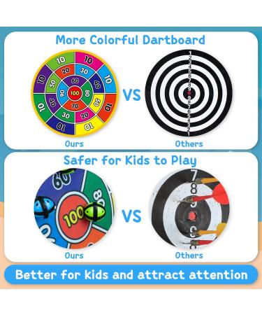 Dioju Dart Board for Kids - Double Sided Dartboard with 12 Sticky Balls | Indoor Outdoor Sport Toys for Boys & Girls | Target Action Game for Ages 3-12 | Perfect Birthday Party Gift - Buy Online on GoSupps.com