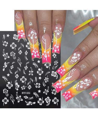 6 Sheets Flower Nail Stickers - 3D Self-Adhesive Hibiscus Nail Art Decals for Summer Designs - Perfect for Women & Girls DIY Acrylic Nails - Buy Online on GoSupps.com