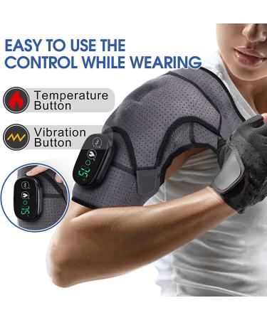 Heated Shoulder Wrap with Vibration | Electric Heating Pad Massager for Left/Right Shoulder | 3 Settings | LED Display - Buy Online on GoSupps.com