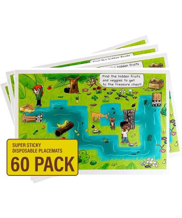 Party Bargains Super Sticky Disposable Placemats - 60 Pack (Treasure Chest Design) | BPA Free Baby Placemat | Quick & Easy to Clean | Safe & Germ-Free Surface - Buy Online on GoSupps.com