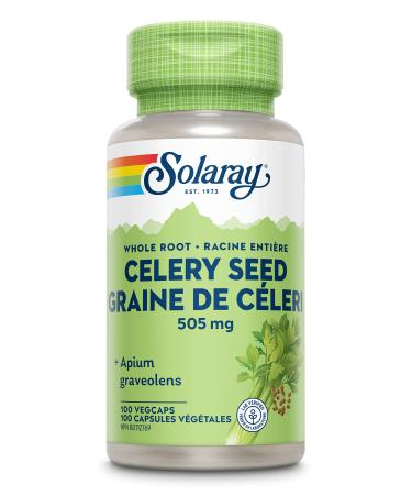 SOLARAY Celery Seed 505mg| Herbal Support | Apium Graveolens Whole Root| Dietary Supplement | Vegan Lab Verified | 100 Vegetarian Capsules
