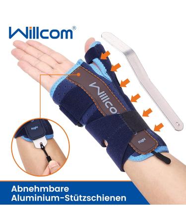 Willcom Thumb Wrist Rail with Metal Stabilizer | Breathable Wrist Support for Tendinitis Arthritis Carpal Tunnel Relief (Men/Women Right Hand - M Size) - Buy Online on GoSupps.com