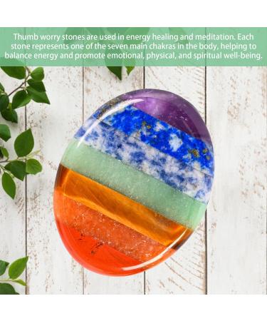 WHAL&YUNE Thumb Worry Stone for Anxiety Relief | 7 Chakra Healing Crystals | Natural Oval Gemstone Meditation & Reiki Gift - 1.8 inches - Buy Online on GoSupps.com