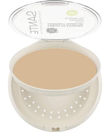 Sante Natural Cosmetics Compact Powder 01 Cool Ivory - Vegan Long-Lasting Matte Finish for Light Skin Tones with Organic Hemp Seed Oil - 9g - Buy Online on GoSupps.com