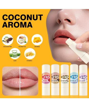 Moisturizing Lip Balm Set 5 Nourishing Creams Softening Moisturizing Lip Balm | Long-lasting Glossy Beauty Care for Day and Night Protection Care - Buy Online on GoSupps.com