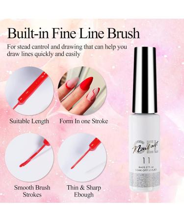 Glitter Gold & Silver Gel Nail Art Set | 2Pcs Soak-off Gel Polish with Thin Brush | DIY Nail Decoration Pen for Home Manicure - Buy Online on GoSupps.com