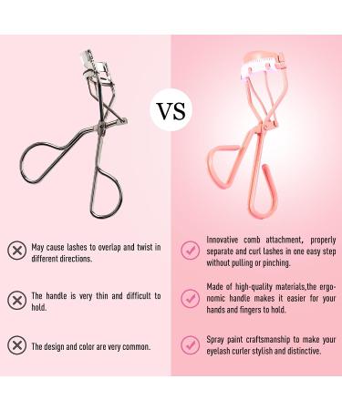 Pink Eyelash Curler with Built-in Comb - Professional Lash Tool with Refills - Buy Online on GoSupps.com