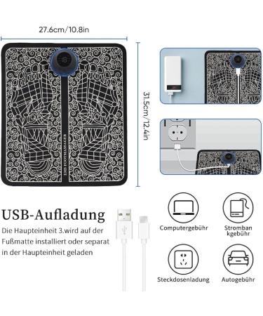 EMS Foot Massager | Electric USB Foot Health Device for Muscle Pain Relief & Blood Flow | 8 Modes & 19 Intensity Levels - Buy Online on GoSupps.com