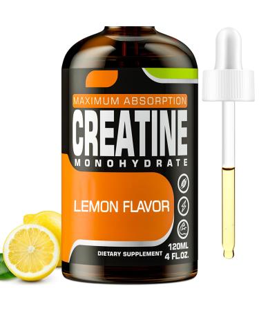 Creatine Monohydrate Liquid Creatine for Muscle Mass Strength Glute Booty & Endurance - Creatine for Women and Men with Hydrolyzed Collagen & Trehalose - 120 ml Creatine HCl (Lemon Flavor)