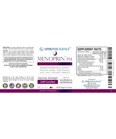 Approved Science Menoprin Menopause Support - Protykin Black Cohosh - 60 Capsules - Vegan Formula - Day & Night Relief - 2 Bottles - Buy Online on GoSupps.com
