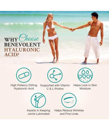 Premium Hyaluronic Acid 250mg with Vitamin C & L Proline - 120 Capsules | Anti-Aging & Healthy Skin Support - Buy Online on GoSupps.com