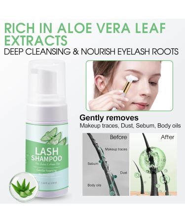 100ml Lash Shampoo for Extensions | Eyelash Extension Cleanser Kit with Brush & Rinse Bottle | Perfect Lash Cleaning Solution - Buy Online on GoSupps.com