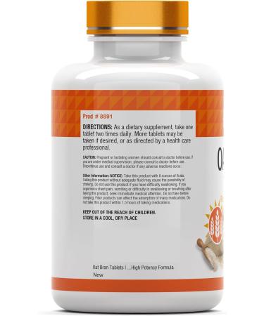 tnvitamins Oat Bran Tablets | 100 Tablets x 1 000 MG per Tablet | Oat Fiber Tablets | Soluble & Dietary Fiber Supplement | Supports Digestive Health * | High Potency Formula - Buy Online on GoSupps.com