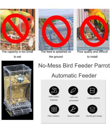 Automatic No Mess Bird Feeder for Parakeet Canary Cockatiel Finch - Bird Cage Accessories - Buy Online on GoSupps.com
