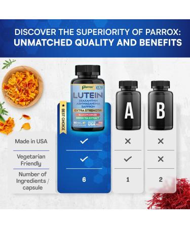 Lutein Supplement with Zeaxanthin Ashwagandha Saffron Green Tea Extract Glucomannan Eye Vitamins for Adults Vision Health Supplement Plant-Based Formula for Daily Support (60 Caps) 60 Count (Pack of 1) - Buy Online on GoSupps.com