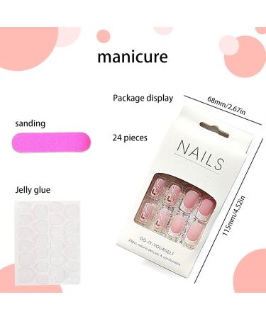1 Set Press On Nails French Square Fake Nails Full Cover Short Press On Nails Reusable Short Nails Press On Cute Press On Nails Set for Women DIY Home Party Date Wedding Beauty Supplies - Buy Online on GoSupps.com