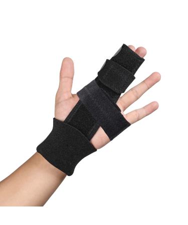 2 Finger Splint, Trigger Finger Splint, Adjustable Two Finger Brace Hand and Wrist Support, Finger Straightening Immobilizer for Broken Fingers, Arthritis, Mallet Finger, Sprains, Finger Pain Relief Small/Medium