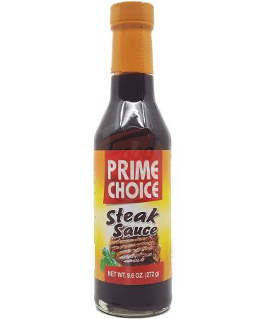 Prime Choice steak sauce in 9.6-ounce glass bottle