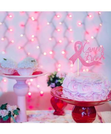 Arthsdite Cancer Free Cake Topper Breast Cancer Awareness Cake Decor Breast Cancer Pink Ribbon Sign Survivor Party Decoration Supplies - Pink Glitter Pink Cake Topper - Buy Online on GoSupps.com