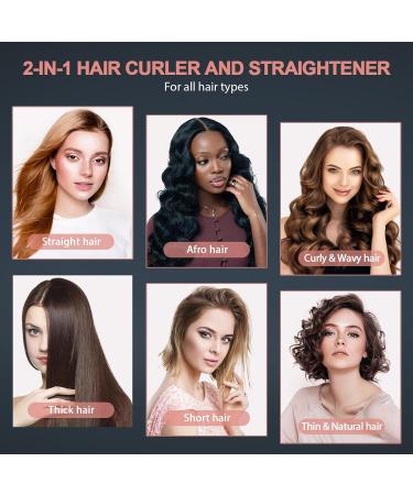 Dual Voltage 2 in 1 Hair Straightener & Curler - Adjustable Temp Flat Iron for All Hair Types | International Shipping - Buy Online on GoSupps.com