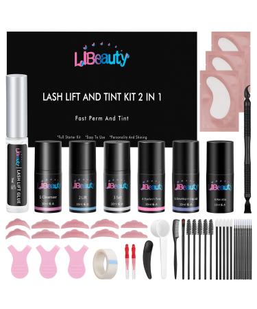 Libeauty Eyelash Lift and Color Kit Brow Lamination Kit with Black Color Lash Perm Kit Quick Lifting Perming & Voluminous Coloring with Complete Tools DIY Use at Home & Salon Supplies