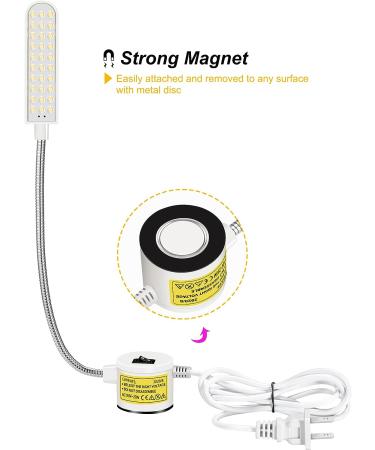 Amazing power Sewing Machine Light LED Flexible Gooseneck Work Lamp with Magnetic Mount Base for Workbench Lathe Drill Press - Buy Online on GoSupps.com