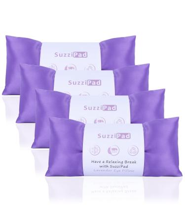 SuzziPad Lavender Eye Pillows for Relaxation with Aromatherapy Weighted Eye Mask for Sleeping Meditation Hot & Cold Eye Compress for Dry Eyes Relaxation Gifts for Women Yoga Eye Pillow 4 Pack Purple-4pk 4