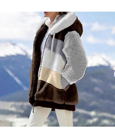 Shop Hanxiulin Fleece Plush Jacket for Women | Warm & Fluffy Zipper Cardigan in Color Variants - Oversized Outdoor Coat | Elegant 3XL Brown Winter Jacket - Buy Online on GoSupps.com