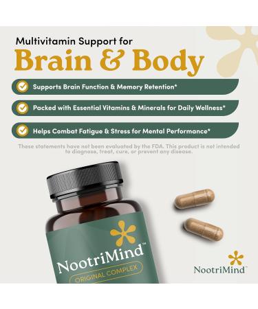 nootrimind Brain Health & Memory Support Supplement Nootropic with Bacopa DMAE & B12 Promotes Sharp Focus Cognitive Alertness & Steady Energy 40-in-1 Complex 60 Capsules - Buy Online on GoSupps.com