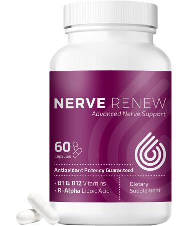 Nerve Renew Advanced Nerve Support - Natural Nerve Discomfort Support with R-Alpha Lipoic Acid and Vitamin B Complex - 60 Capsules - Antioxidant Potency, Fast-Acting Formula 60 Count (Pack of 1)