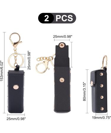 WADORN Leather Lipstick Organizer - 2 Pack 6 Inch Clip-on Chapstick Sleeves with Keychain Holder - Portable Lip Balm Organizer for Women and Girls - Buy Online on GoSupps.com