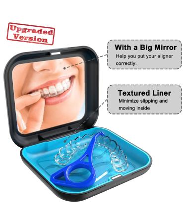 Invisalign Aligner Case with Mirror and Removal Tool - Premium Retainer Case for Mouth Guards - Easy to Use (Black) - Buy Online on GoSupps.com