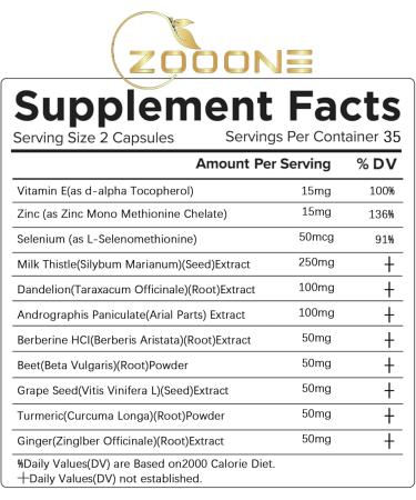 zooone- Liver Cleanse Detox & Repair Milk Thistle Dandelion Root Turmeric & Ginger Extract for Liver Health - Gallbladder Cleanse Kidney Support Supplement Capsule 70 Capsules - Buy Online on GoSupps.com