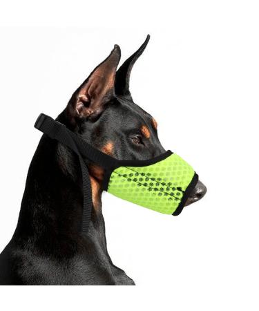 Yaodhaod muzzle for dogs with a rounded mesh loop breathable breathable dog muzzle prevents eating biting and chewing (xxl green) XXL green